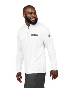 Alternative view of SBD Embroidered Adidas Quarter-Zip Pullover — White/ Black Heather