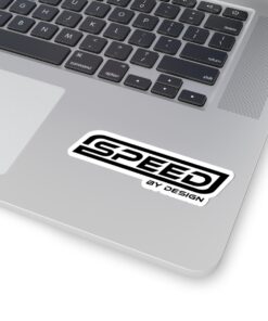 Speed by Design Kiss-Cut Sticker — Racing Logo Decal for Laptops, Cars & Gear