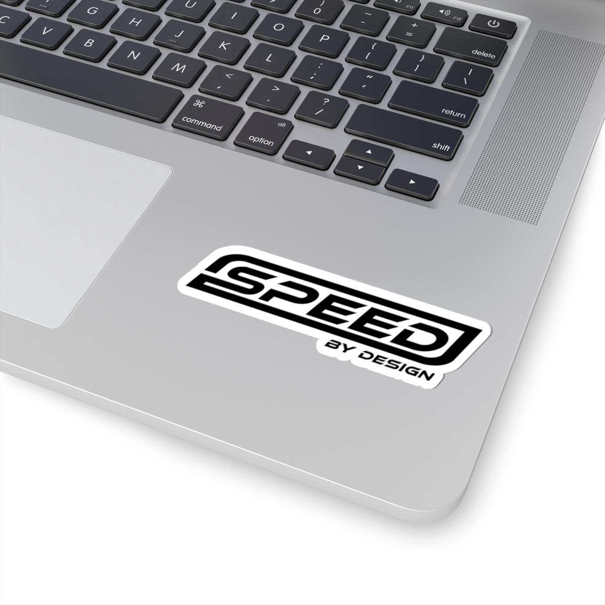 Speed by Design Kiss-Cut Sticker — Racing Logo Decal for Laptops, Cars & Gear