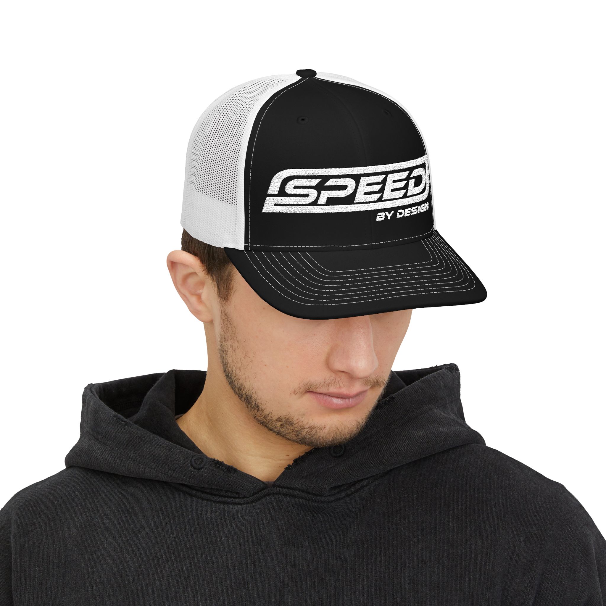 SBD Black Trucker Hat - Embroidered Snapback - Image 9
